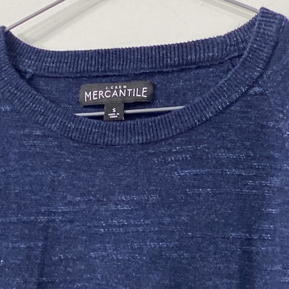 J. Crew Unisex Crew Neck Cotton Pullover Sweater Heathered Navy Blue size S - Picture 3 of 9